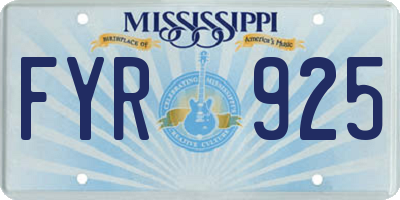 MS license plate FYR925