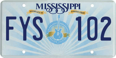 MS license plate FYS102