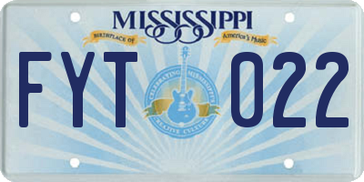MS license plate FYT022