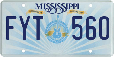 MS license plate FYT560