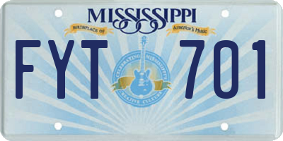 MS license plate FYT701