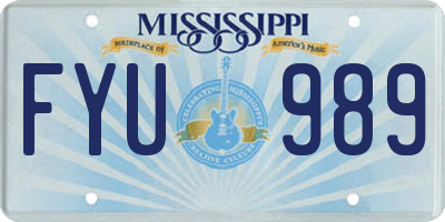 MS license plate FYU989