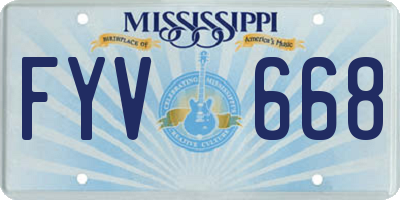 MS license plate FYV668