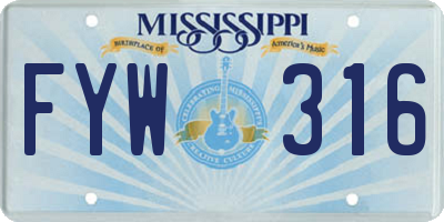 MS license plate FYW316