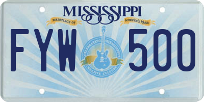 MS license plate FYW500