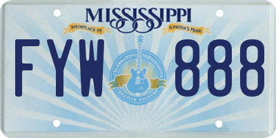 MS license plate FYW888