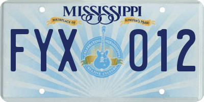 MS license plate FYX012