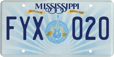 MS license plate FYX020