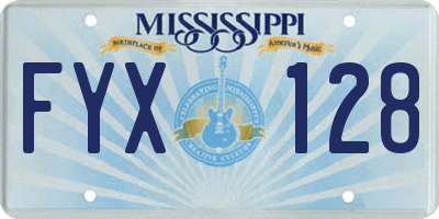 MS license plate FYX128