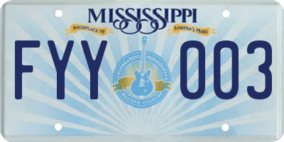 MS license plate FYY003