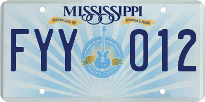 MS license plate FYY012