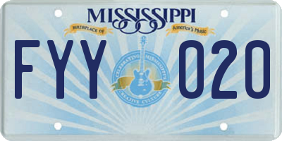 MS license plate FYY020