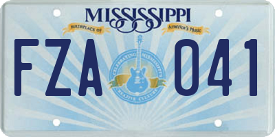 MS license plate FZA041
