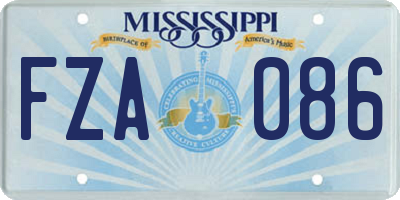 MS license plate FZA086
