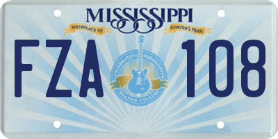 MS license plate FZA108