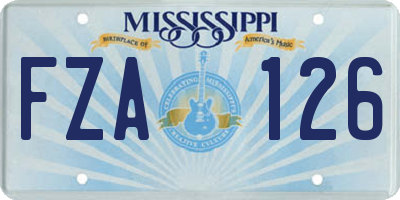 MS license plate FZA126
