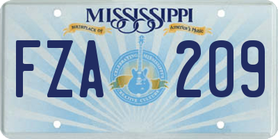 MS license plate FZA209