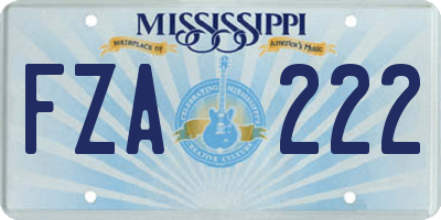 MS license plate FZA222