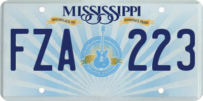 MS license plate FZA223