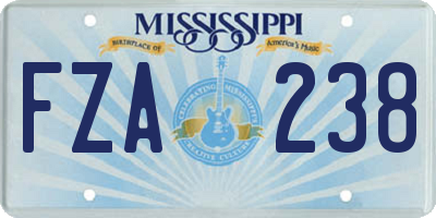 MS license plate FZA238