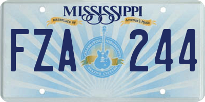 MS license plate FZA244