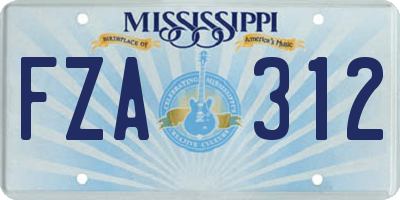 MS license plate FZA312