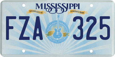 MS license plate FZA325