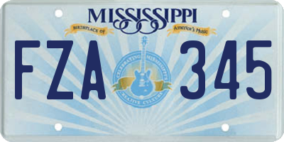 MS license plate FZA345