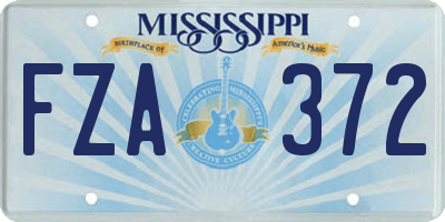 MS license plate FZA372