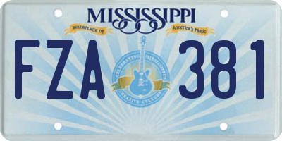 MS license plate FZA381