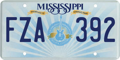 MS license plate FZA392