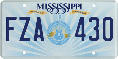 MS license plate FZA430