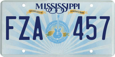 MS license plate FZA457