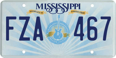 MS license plate FZA467