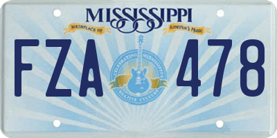 MS license plate FZA478