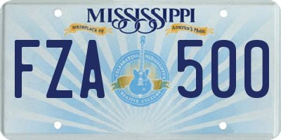 MS license plate FZA500
