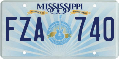 MS license plate FZA740