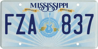 MS license plate FZA837