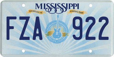 MS license plate FZA922