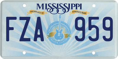 MS license plate FZA959