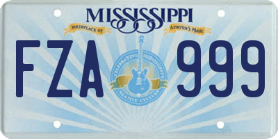 MS license plate FZA999