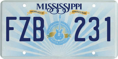 MS license plate FZB231