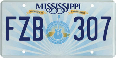 MS license plate FZB307