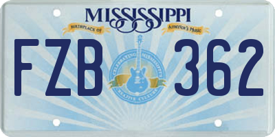 MS license plate FZB362