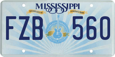 MS license plate FZB560