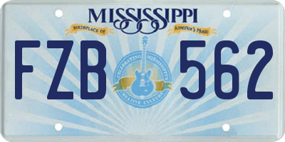 MS license plate FZB562