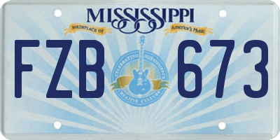 MS license plate FZB673