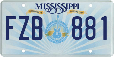 MS license plate FZB881