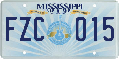 MS license plate FZC015