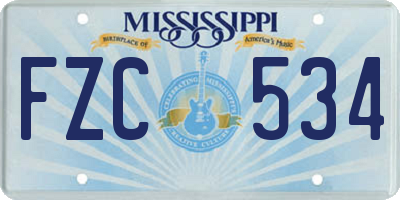 MS license plate FZC534